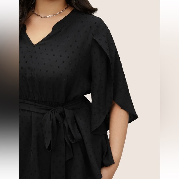 BloomChic Plus Size 2XL Plain Textured Petal Sleeve Ties Blouse  us18-20 - Picture 3 of 7